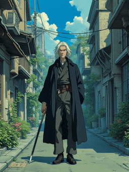 anime style, a man w...