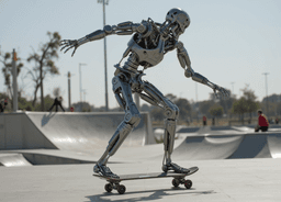 a t800 robot is skat...