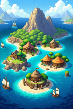 Islands, thatched hu...